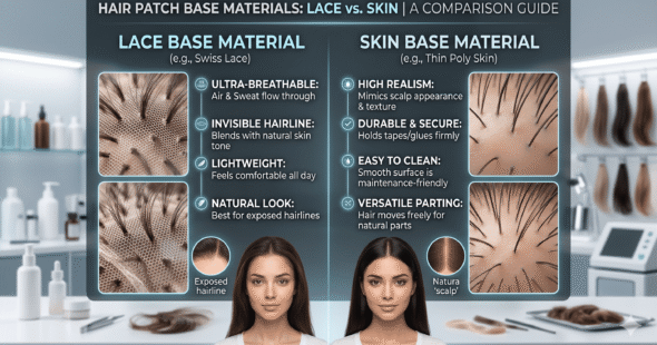 Hair Patch Base Materials: Lace vs. Skin