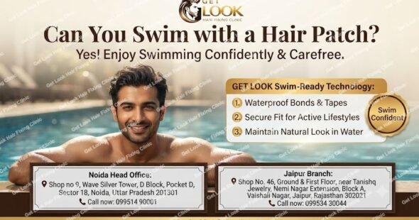 swimming with a hair patch hair system