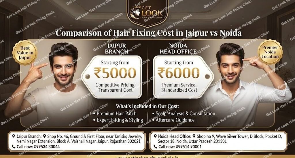 hair fixing cost comparison Jaipur and Noida