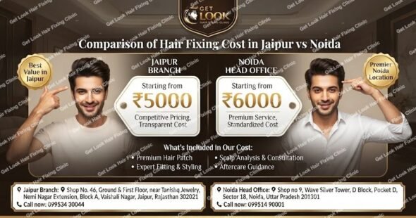 hair fixing cost comparison Jaipur and Noida